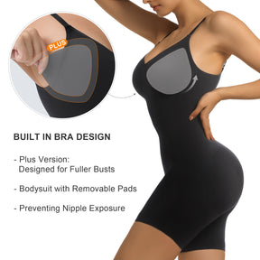 SHAPERX Bra Free Tummy Control Shapewear Mid Thigh Body Shaper with Removable Pads
