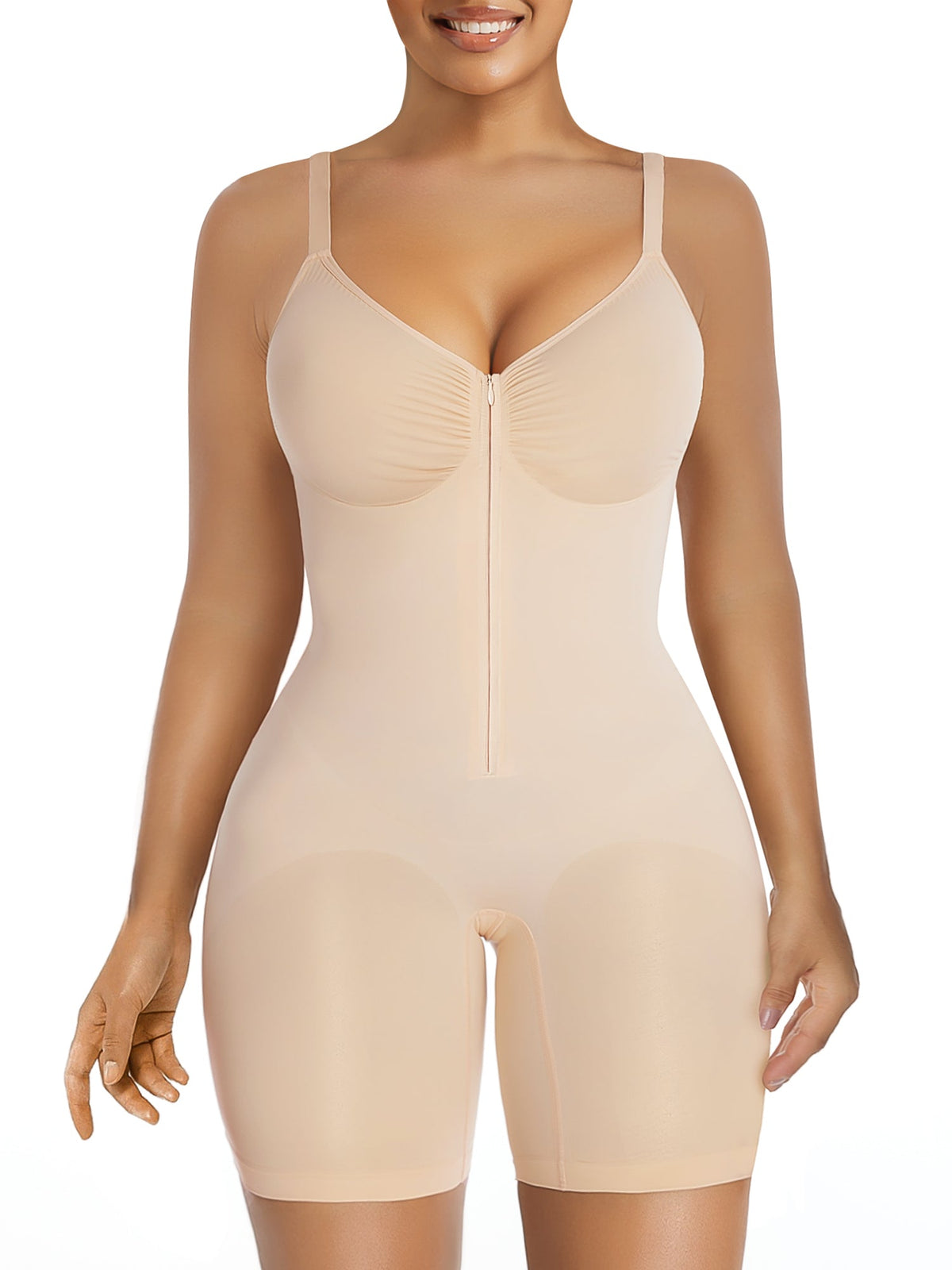 SHAPERX Women's Zip-Up Shapewear Bodysuit Tummy Control Seamless Sculpting Body Shaper Medium Compression SHAPERX