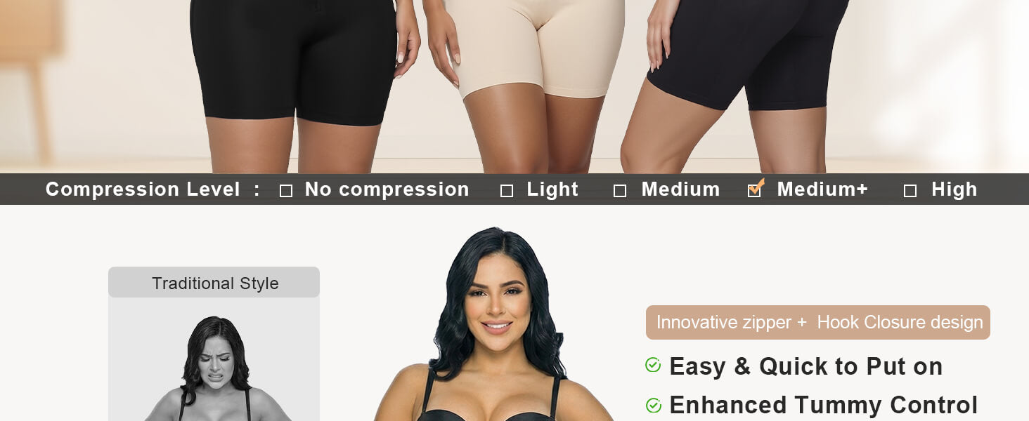 SHAPERX High-Waisted Zip & Hook Shaper Shorts - Detail Image 2