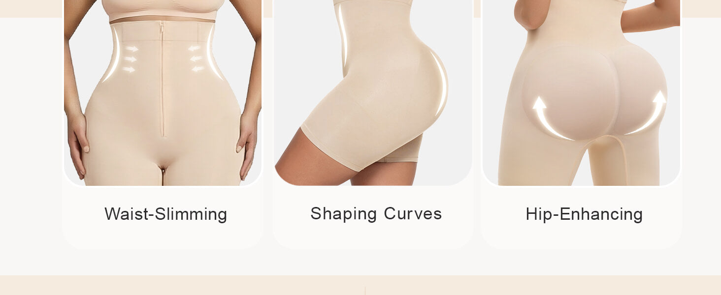 SHAPERX High-Waisted Zip & Hook Shaper Shorts - Detail Image 4