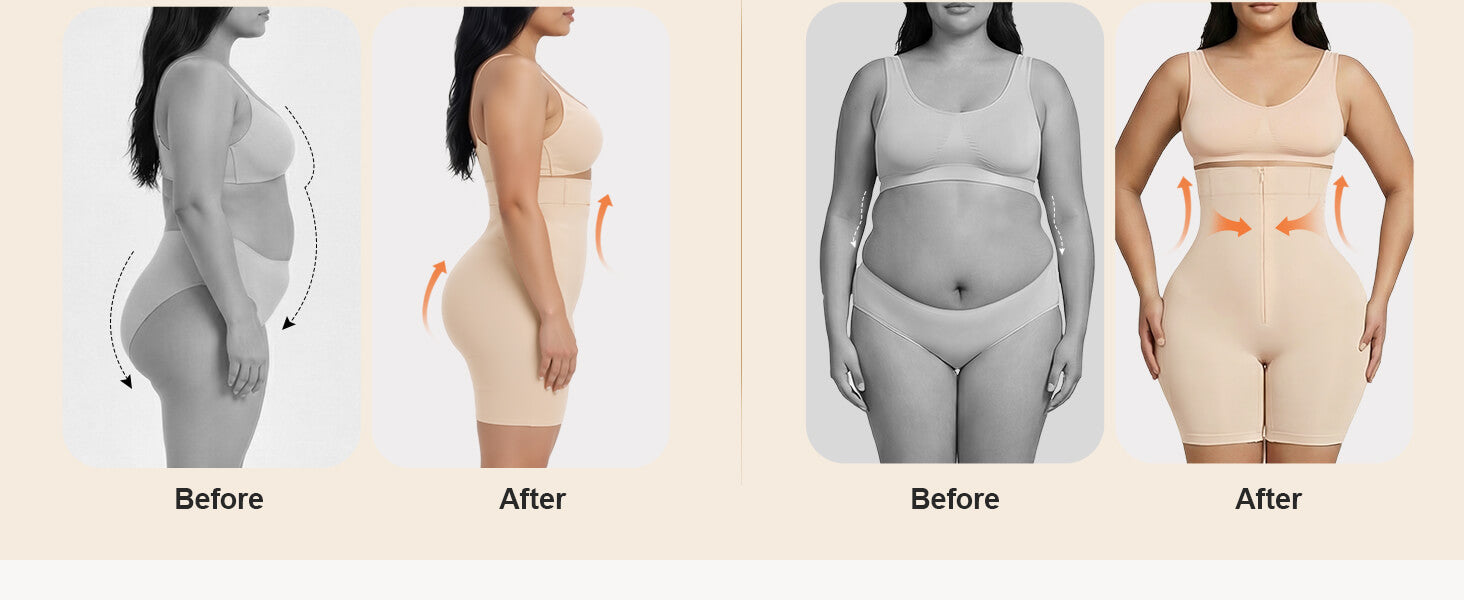 SHAPERX High-Waisted Zip & Hook Shaper Shorts - Detail Image 5