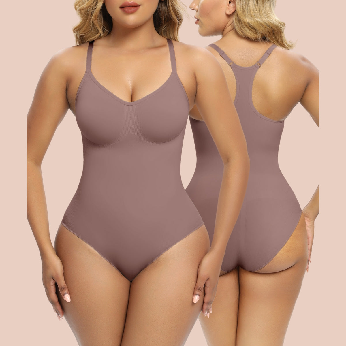 Geore Bodysuit For Women Tummy Control Shapewear Seamless Sculpting Thong  Body Shaper Tank Top Hwy Beige
