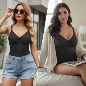 SHAPERX Shapewear Bodysuit for Women Tummy Control Seamless Zip-Up Body Shaper Snatched Waist Sculpting Body Suit