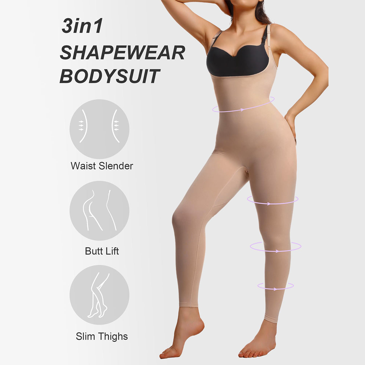 SHAPERX Seamless Open-Chest Tummy Control Full Body Shaper