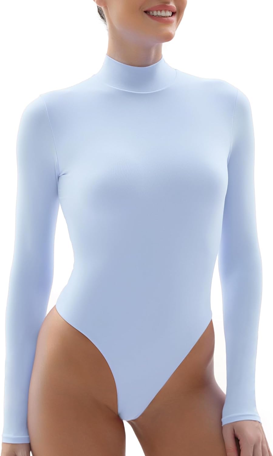 SHAPERX Mock Turtle Neck Bodysuit for Women Long Sleeve Body Suits Top