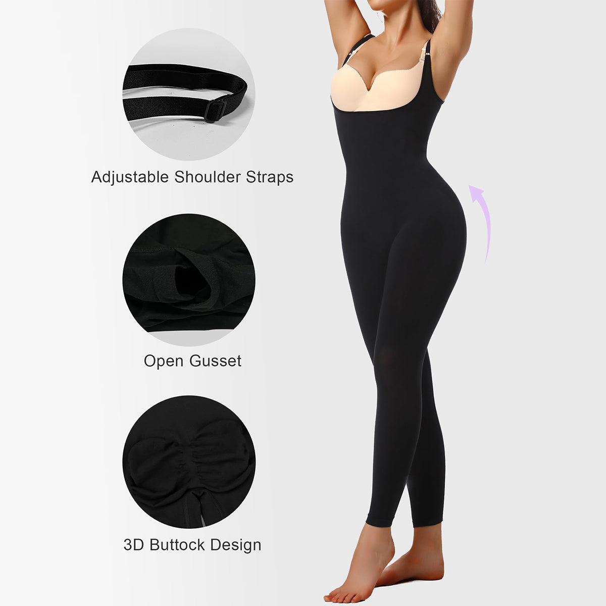SHAPERX Seamless Open-Chest Tummy Control Full Body Shaper