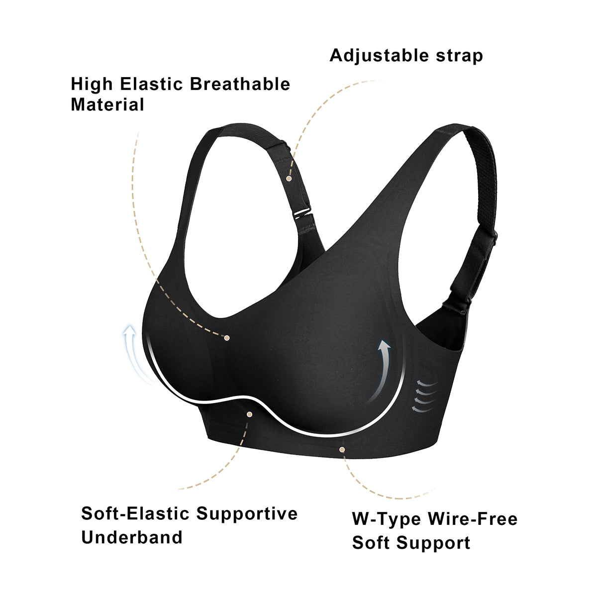 SHAPERX Seamless V-Neck Wireless Everyday Bra