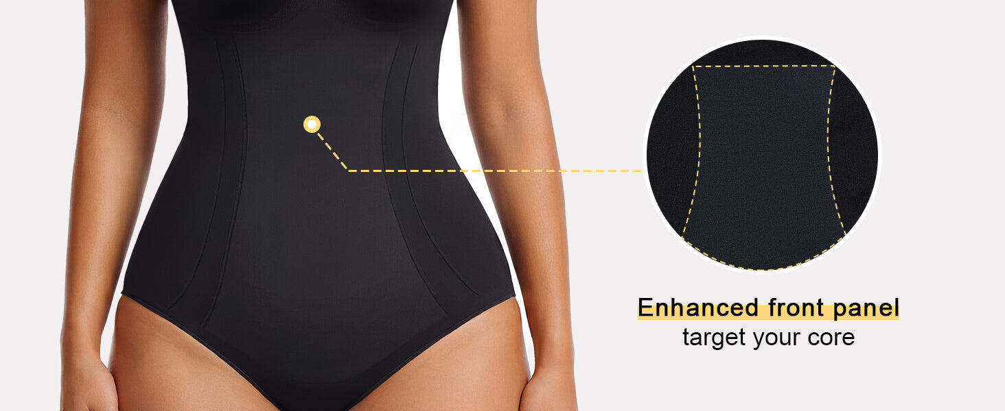 SHAPERX Seamless Bonded Tummy Control Bodysuit - Detail Image 2