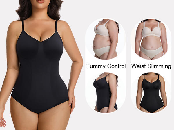 SHAPERX Seamless Bonded Tummy Control Bodysuit - Mobile Image 5