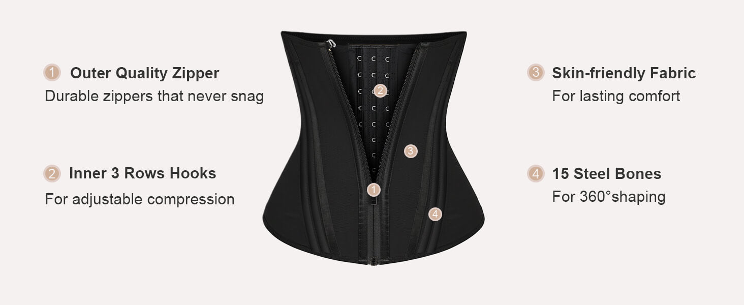 SHAPERX 15 Steel Bones Waist Trainer for Workout & Hourglass Shaping - Detail Image 3