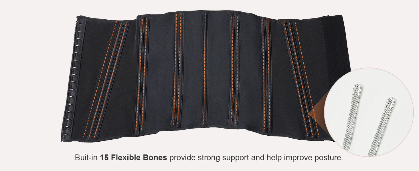 SHAPERX 15 Steel Bones Waist Trainer for Workout & Hourglass Shaping - Detail Image 7