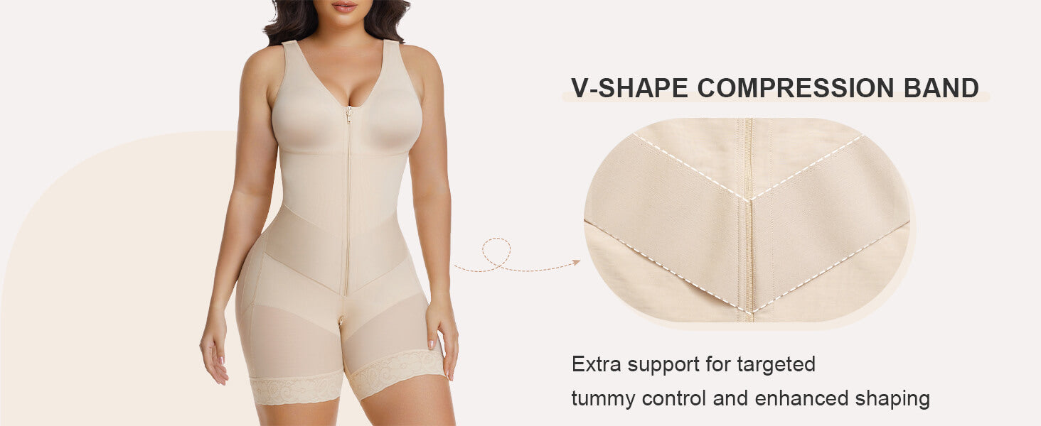 SHAPERX V-Shaped® Enhanced Tummy Control Full Body Faja - Detail Image 2