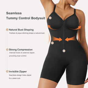 SHAPERX Shapewear Bodysuit for Women Tummy Control Seamless Zip-Up Body Shaper Snatched Waist Sculpting Body Suit