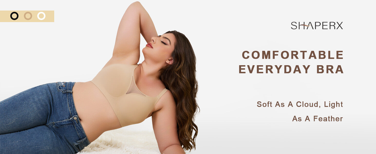 SHAPERX V-Mesh Wireless Support Bra - Detail Image 1