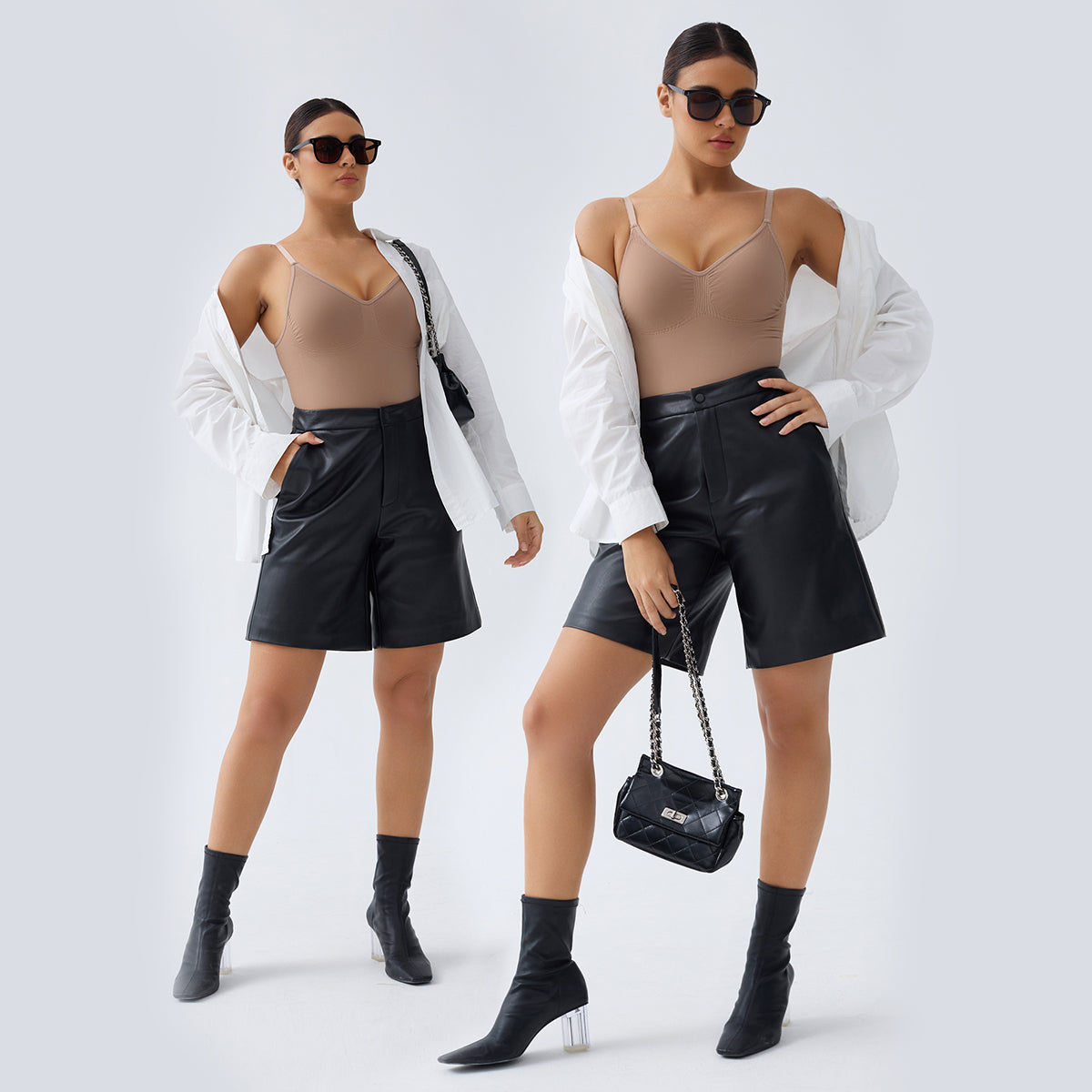 SHAPERX Seamless Tummy Control Thong Bodysuit with Removable Pads