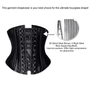 Steel boning placement infographic for black underbust waist trainer corset