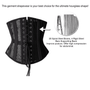 Steel bone construction infographic for black lace-up underbust corset