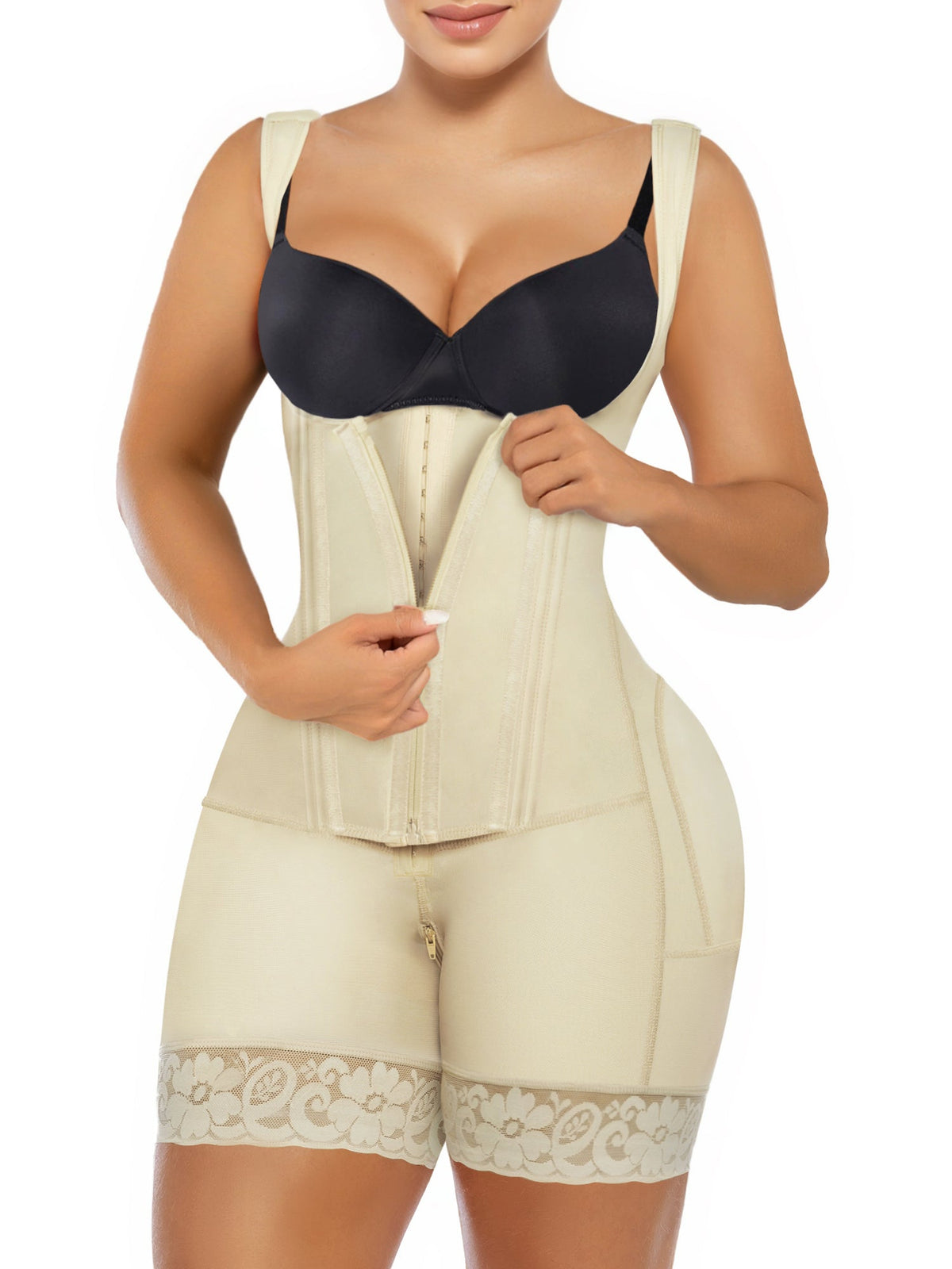 SHAPERX Fajas Colombianas Shapewear for Women Tummy Control Body Shaper Postpartum Butt Lifter with Zipper and Hooks SHAPERX