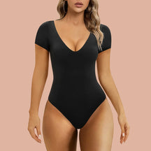 SHAPERX T-shirt Body Suits for Womens Short Sleeve V Neck Thong Bodysuit SHAPERX