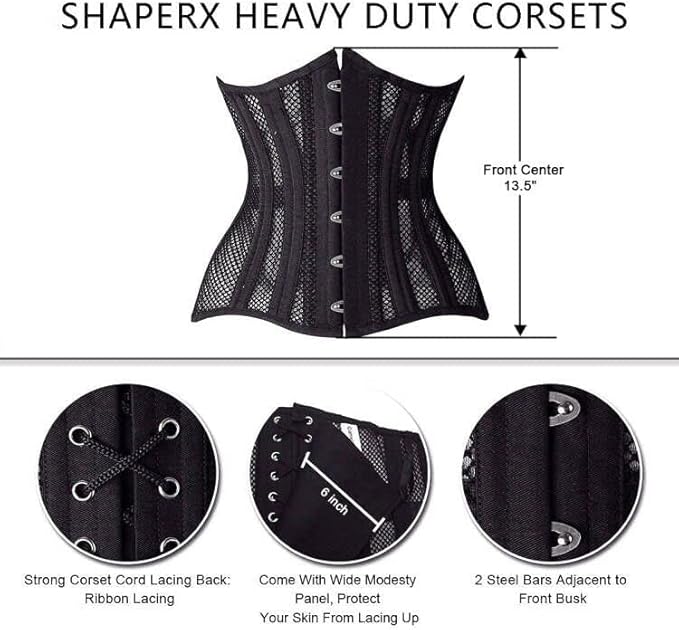 SHAPERX Longline Heavy Duty Corset Cincher Weight Loss Body Shaper