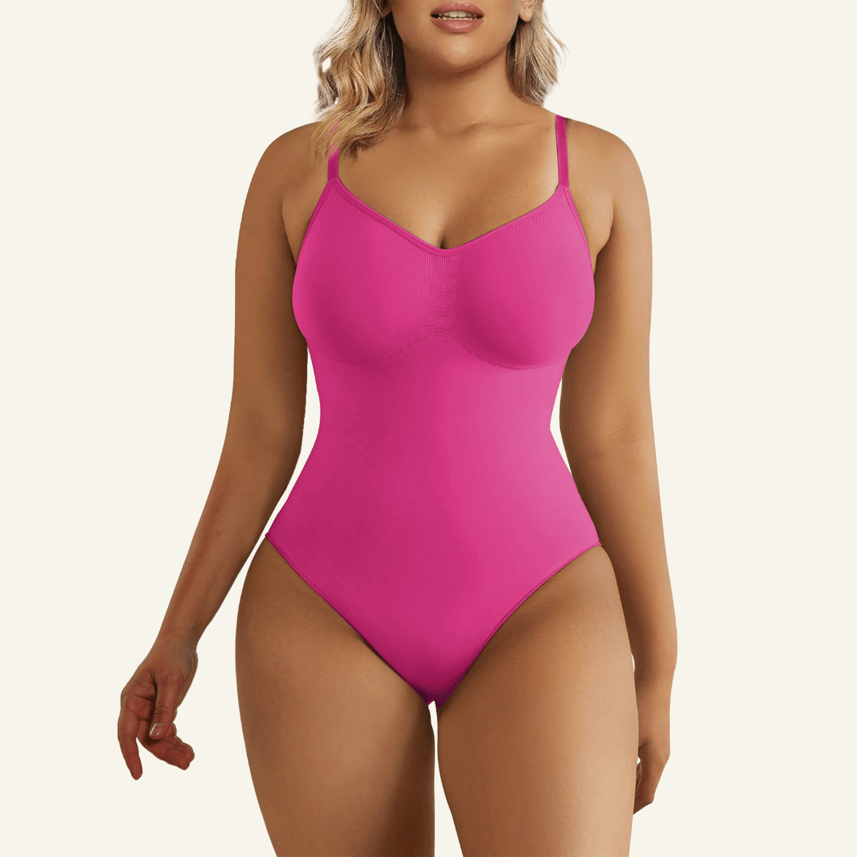 SHAPERX Seamless Adjustable Straps Tummy Control Thong Bodysuit