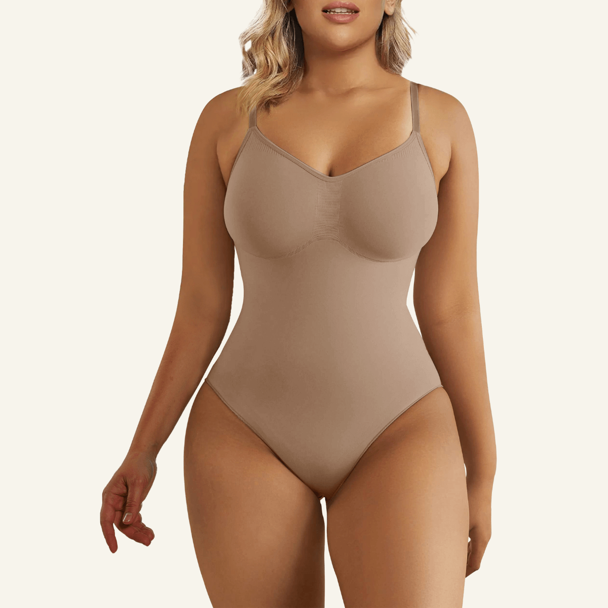 SHAPERX Seamless Adjustable Straps Tummy Control Thong Bodysuit