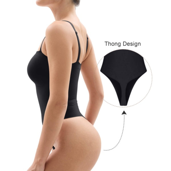 SHAPERX Seamless Thong Bodysuit with Removable Straps