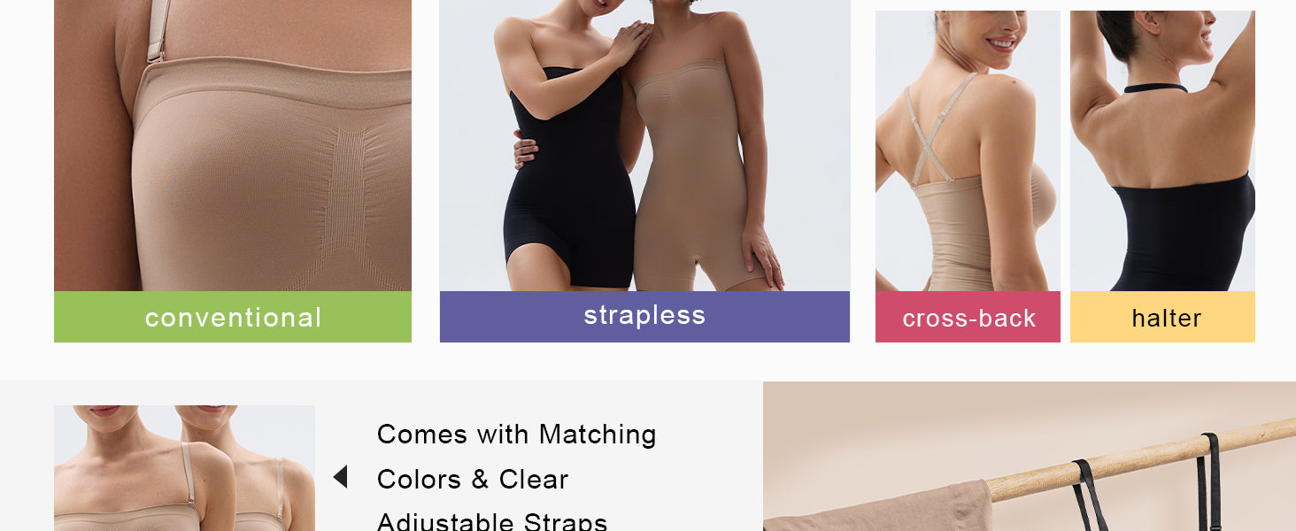 SHAPERX Seamless Thong Bodysuit with Removable Straps - Detail Image 3
