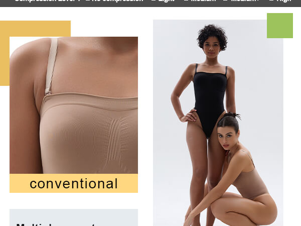 SHAPERX Seamless Thong Bodysuit with Removable Straps - Mobile Image 2