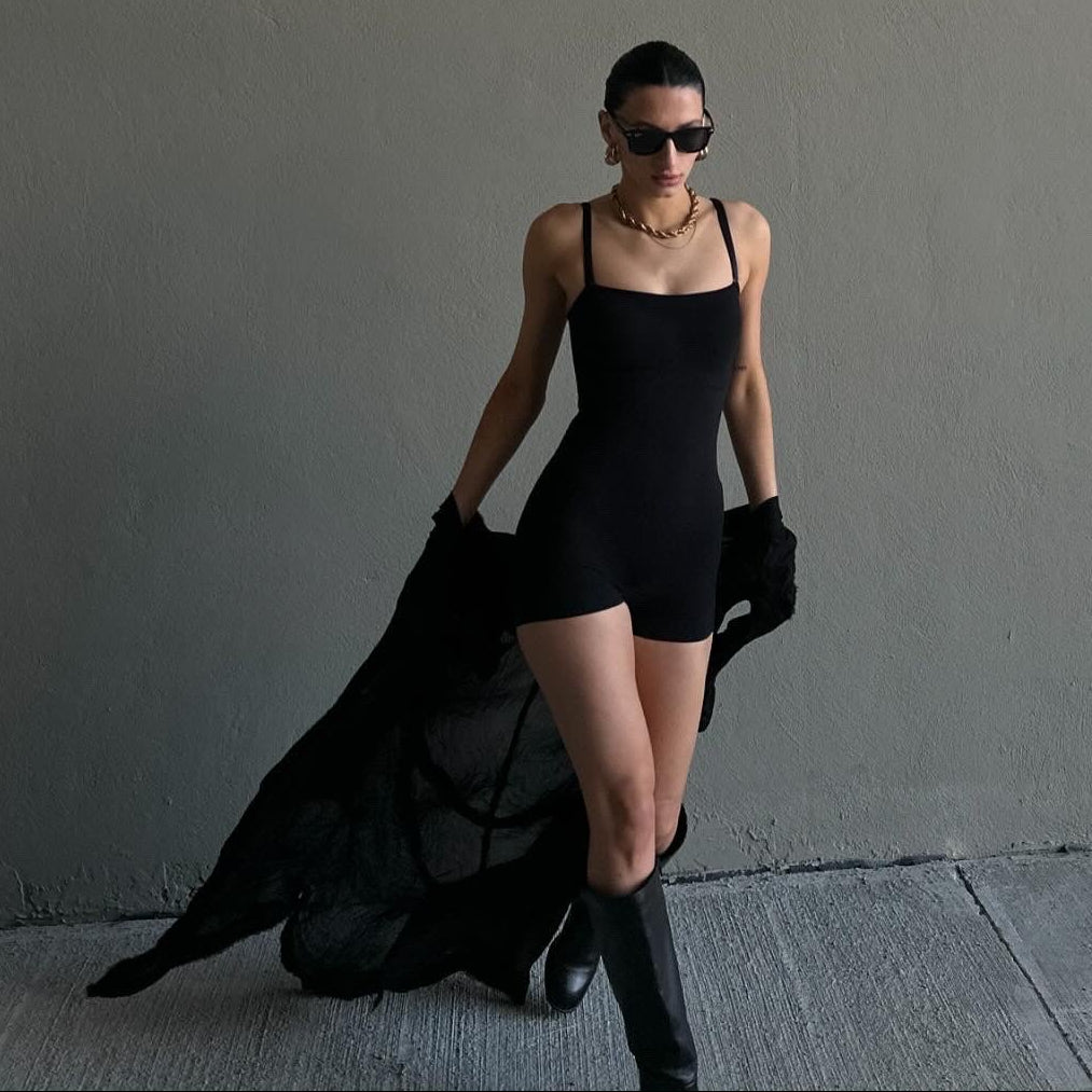 SHAPERX Seamless Short Bodysuit with Removable Straps