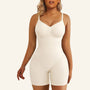 Seamless adjustable straps tummy control shorts bodysuit front view in White