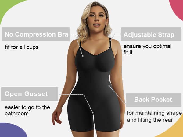 SHAPERX Seamless Full Body Tummy Control Bodysuit Shapewear - Mobile Image 1