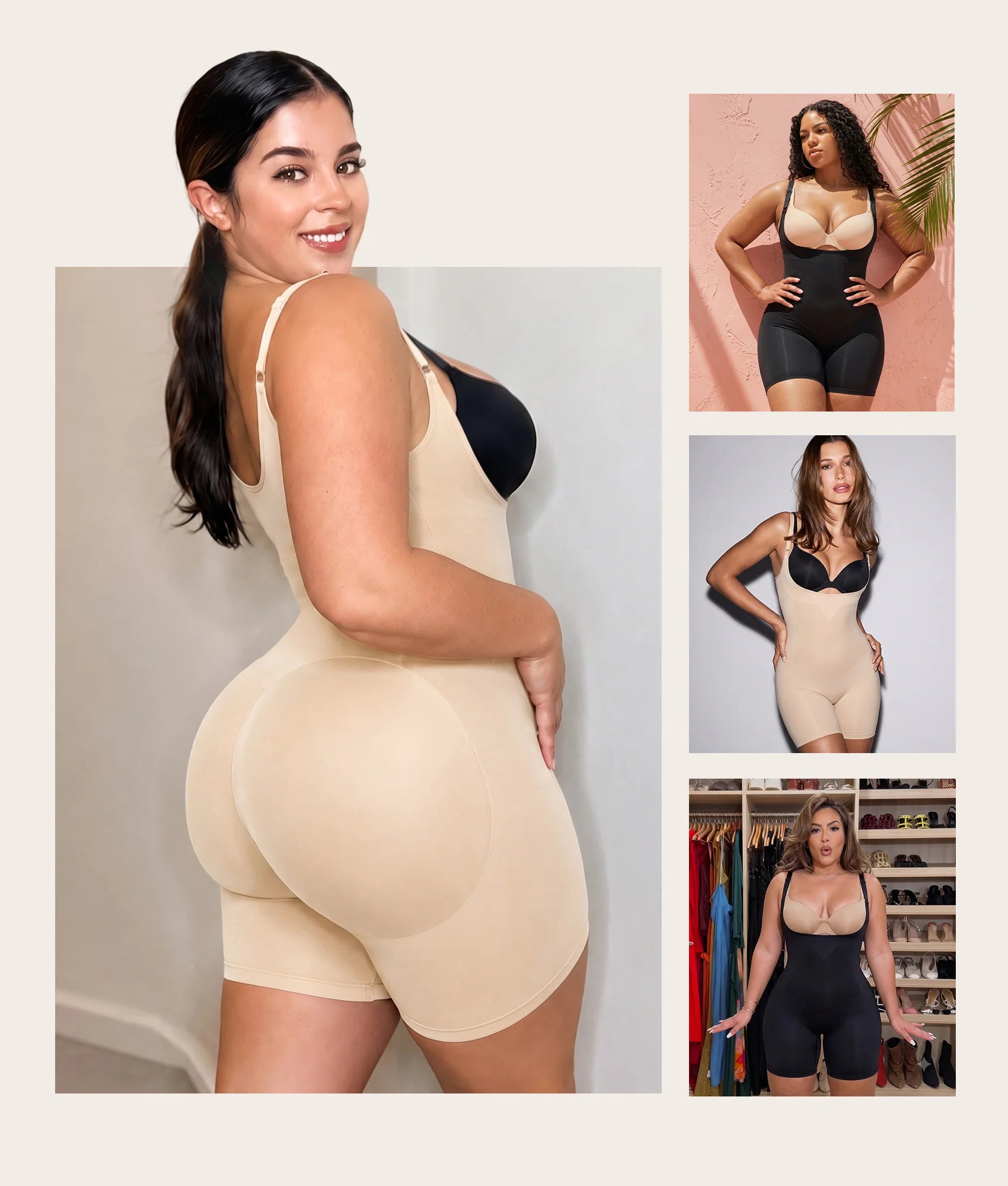 SHAPERX Seamless Bonded Open-Bust Mid-Thigh Faja
