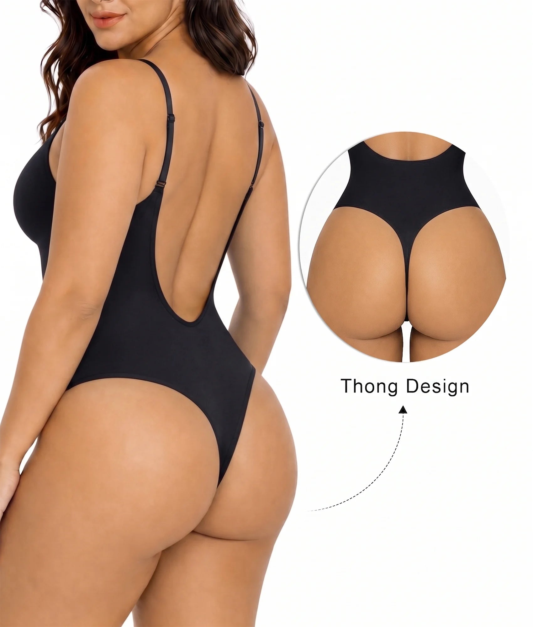 SHAPERX Seamless Low-Back Tummy Control Thong Bodysuit