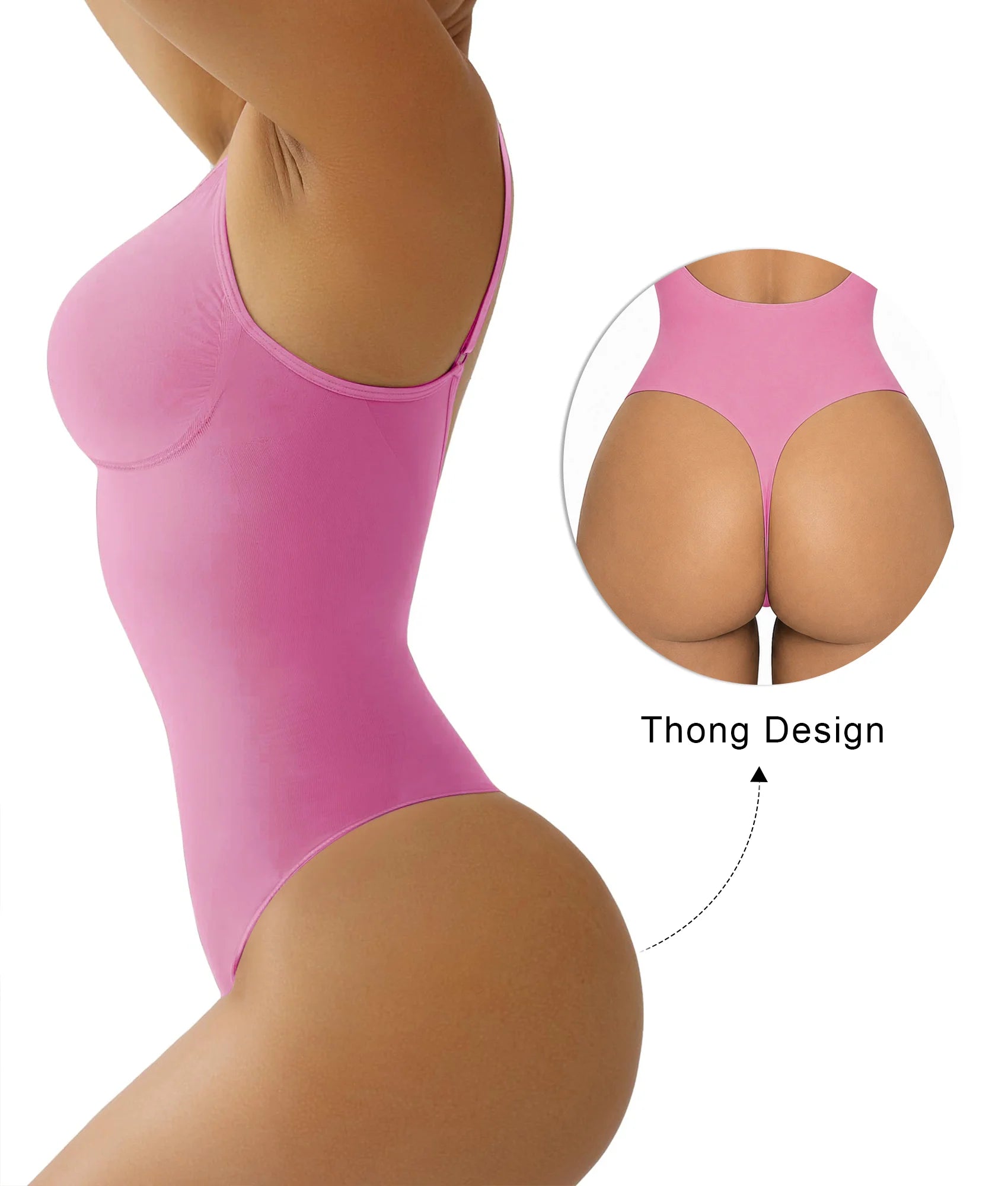 SHAPERX Seamless Low-Back Tummy Control Thong Bodysuit