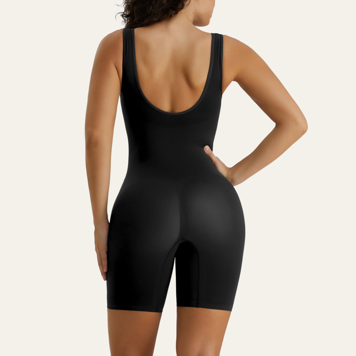SHAPERX Seamless Wide Starps Mid-Thigh Bodysuit