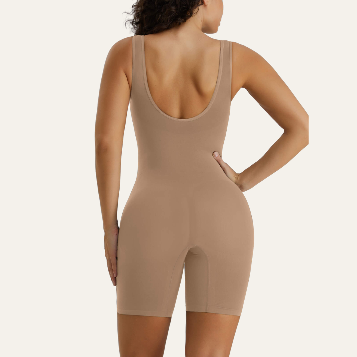 SHAPERX Seamless Wide Starps Mid-Thigh Bodysuit