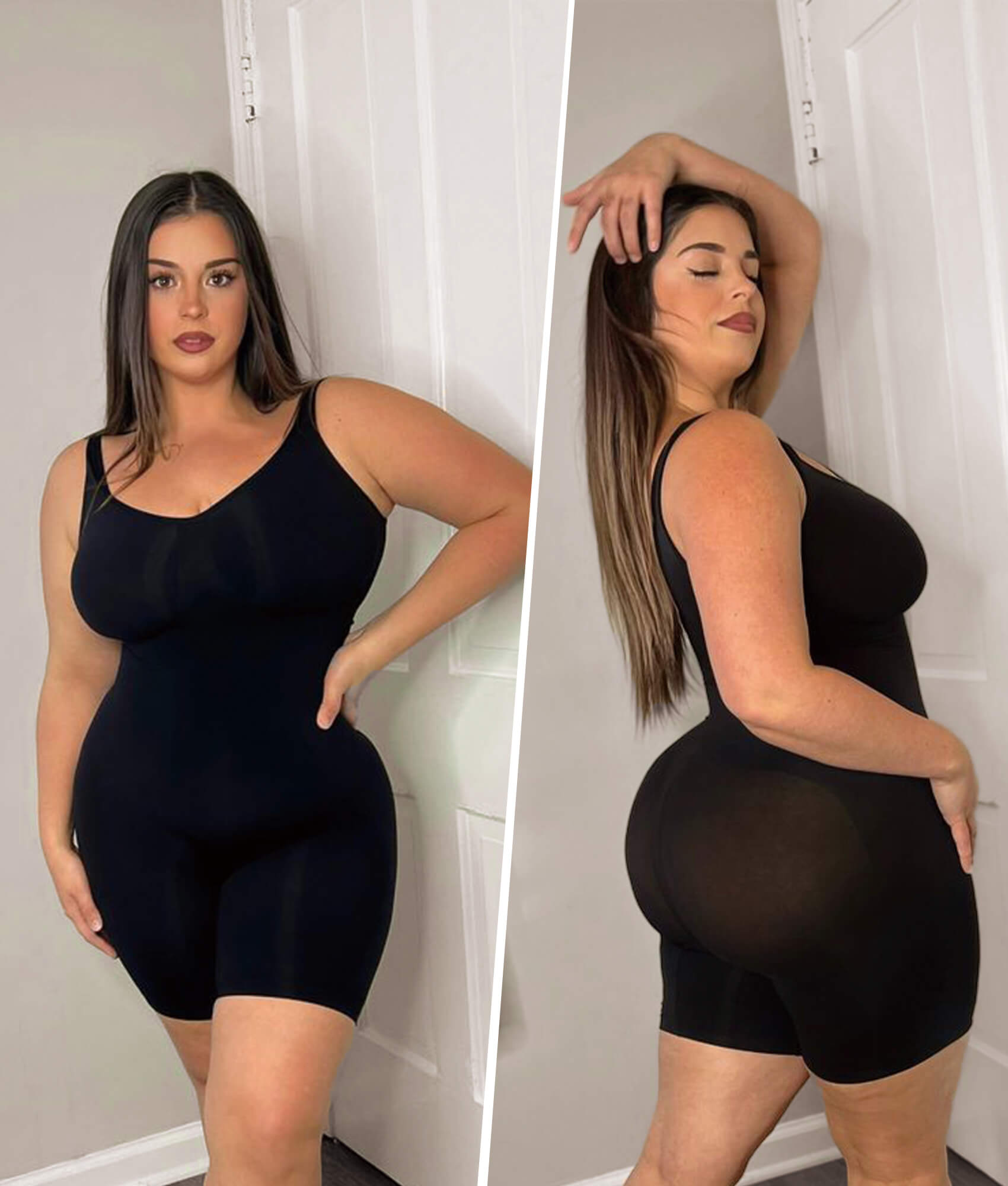 SHAPERX Seamless Wide Starps Mid-Thigh Bodysuit Tummy Control Shapewear Sculpting Body Shaper