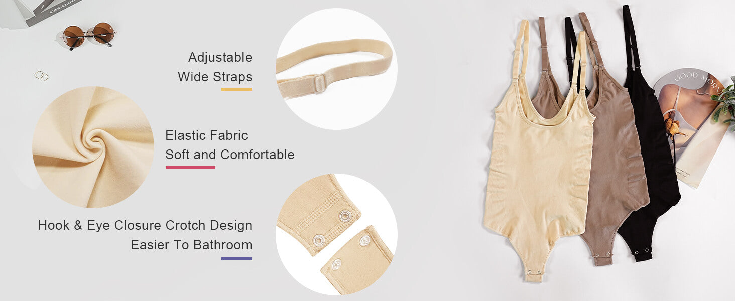 SHAPERX Seamless Open-Bust Tummy Control Bodysuit - Detail Image 3