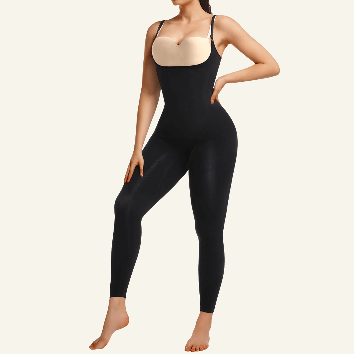 SHAPERX 3-in-1 Seamless Open-Bust Tummy Control Legging Bodysuit