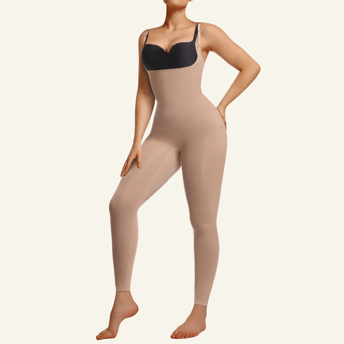 SHAPERX 3-in-1 Seamless Open-Bust Tummy Control Legging Bodysuit