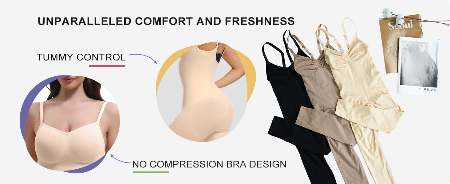 SHAPERX 3-in-1 Seamless Full Body Compression Legging Bodysuit - Detail Image 3