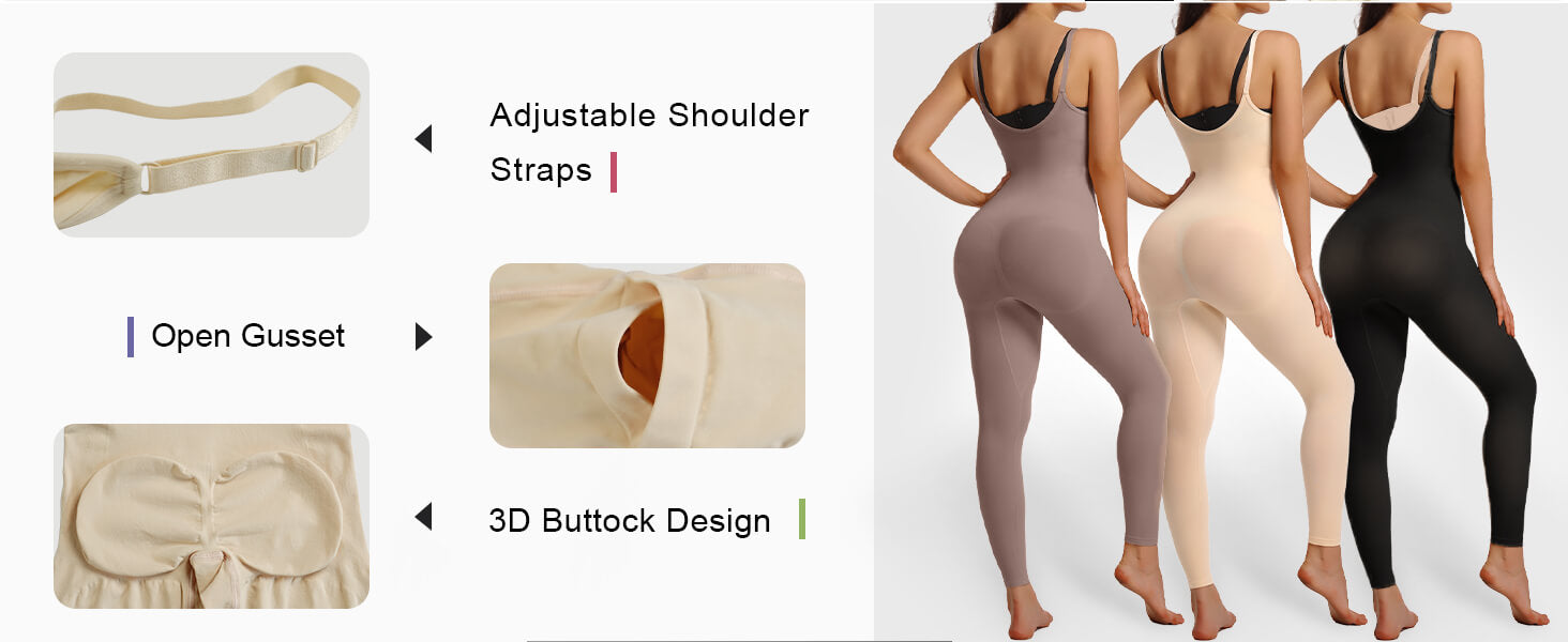SHAPERX 3-in-1 Seamless Open-Bust Tummy Control Legging Bodysuit - Detail Image 2