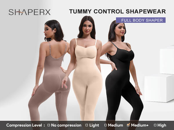 SHAPERX Seamless Full Body Compression Bodysuit - Mobile Image 1