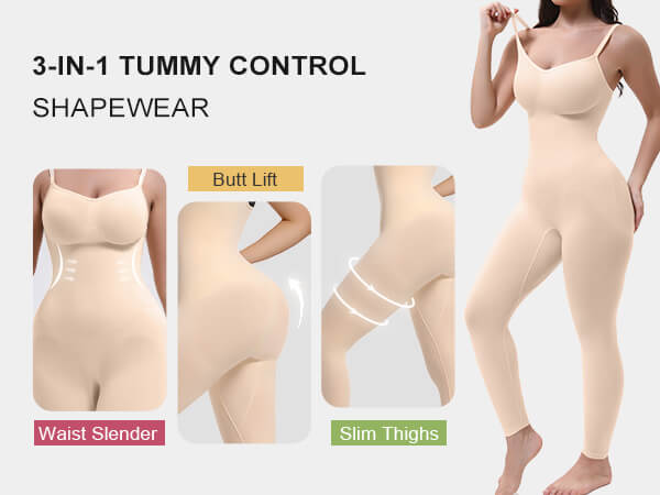 SHAPERX Seamless Full Body Compression Bodysuit - Mobile Image 2