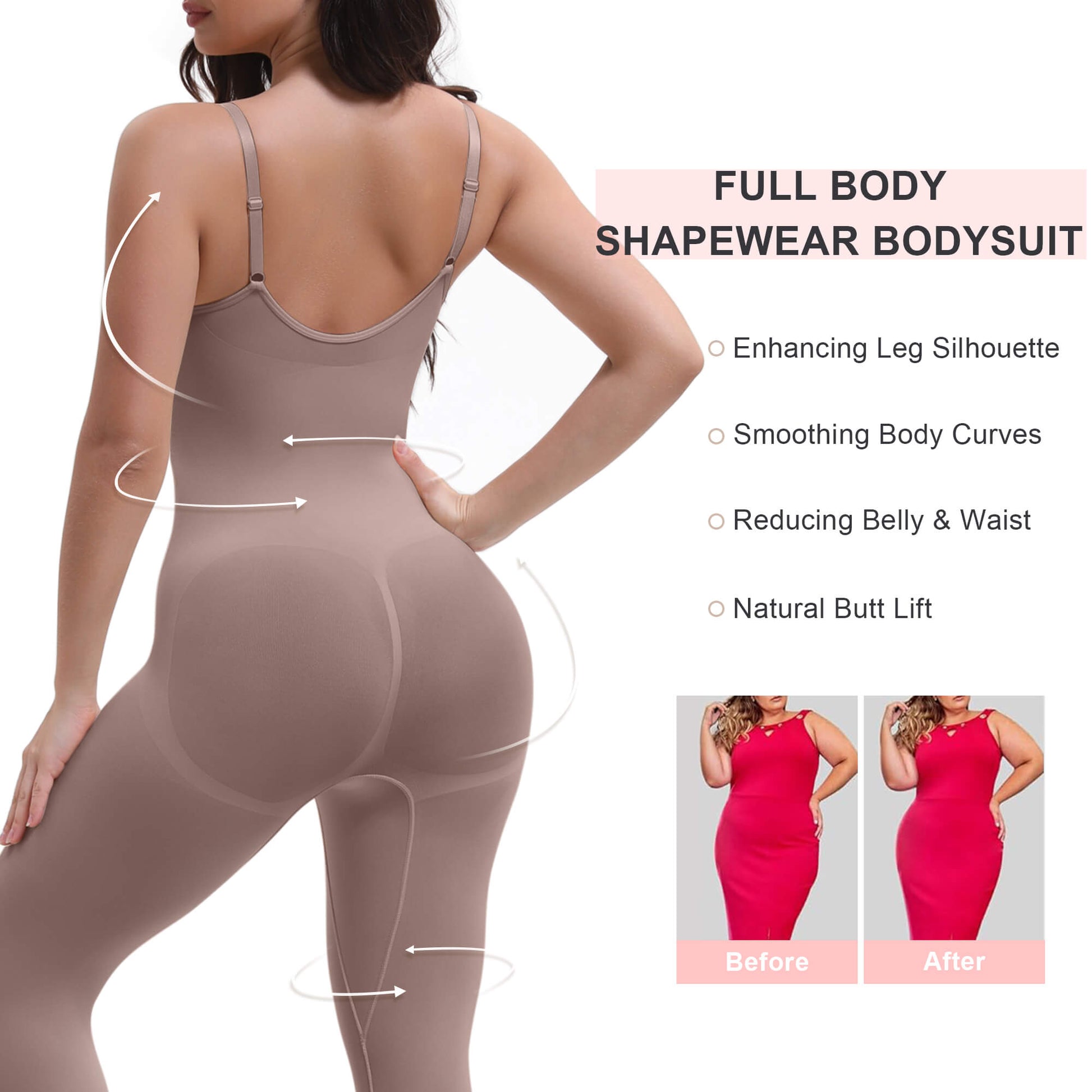 SHAPERX Seamless Full Body Compression Bodysuit