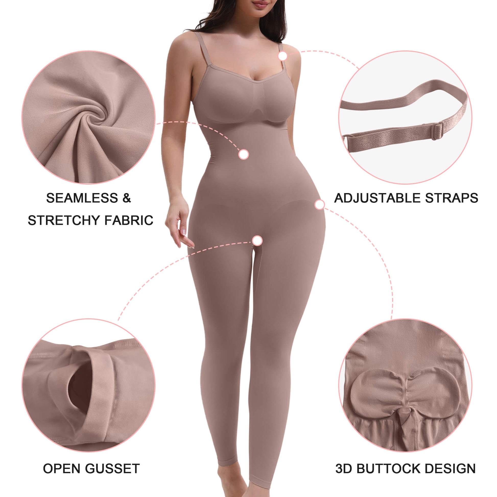 SHAPERX Seamless Full Body Compression Bodysuit