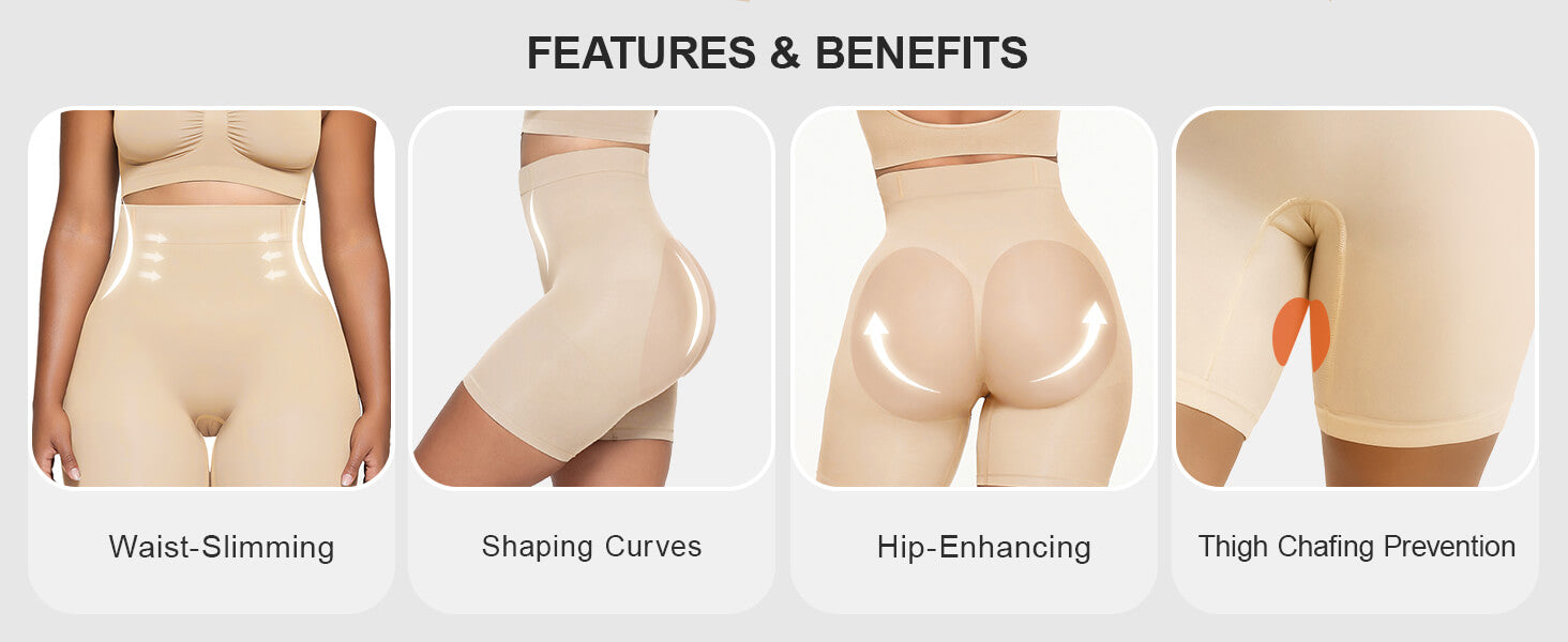SHAPERX High-Waisted Tummy Control Seamless Shaping Shorts - Detail Image 5