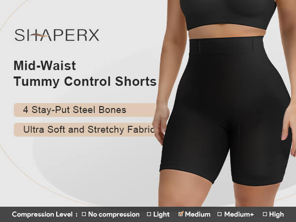 SHAPERX High-Waisted Tummy Control Seamless Shaping Shorts - Mobile Image 1