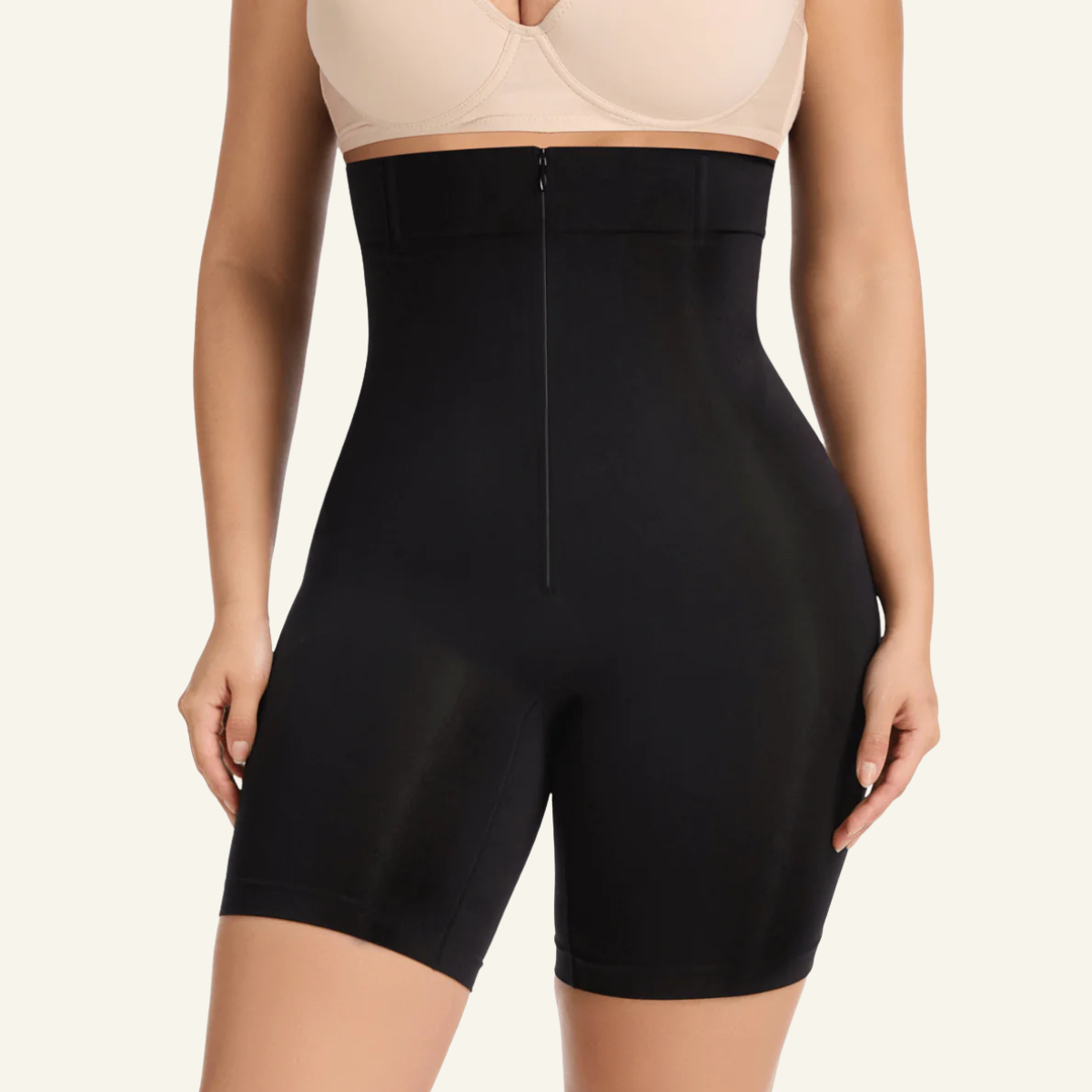 SHAPERX High-Waisted Zip & Hook Shaper Shorts
